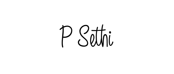 Make a beautiful signature design for name P Sethi. With this signature (Angelique-Rose-font-FFP) style, you can create a handwritten signature for free. P Sethi signature style 5 images and pictures png