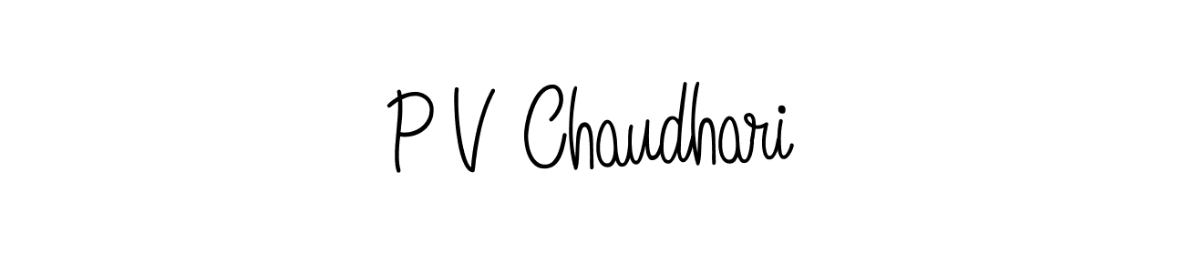 You should practise on your own different ways (Angelique-Rose-font-FFP) to write your name (P V Chaudhari) in signature. don't let someone else do it for you. P V Chaudhari signature style 5 images and pictures png