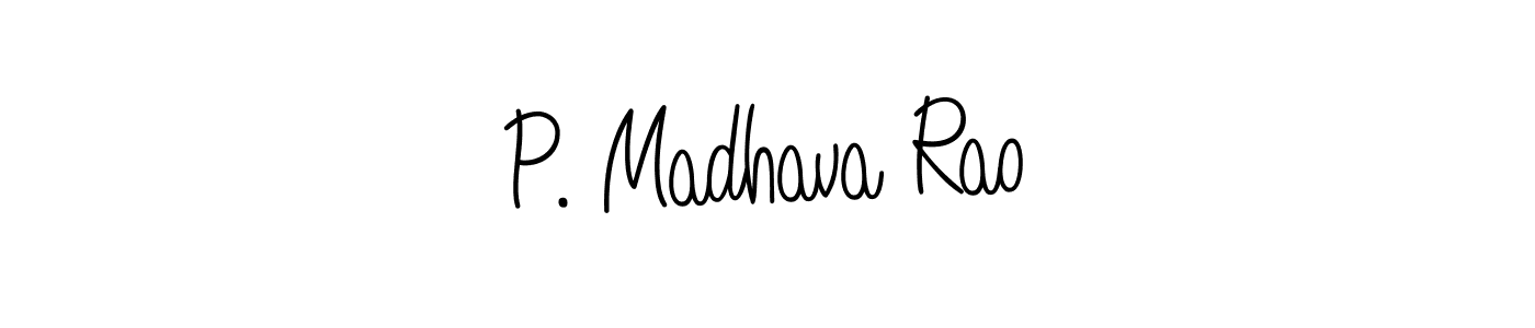 The best way (Angelique-Rose-font-FFP) to make a short signature is to pick only two or three words in your name. The name P. Madhava Rao include a total of six letters. For converting this name. P. Madhava Rao signature style 5 images and pictures png