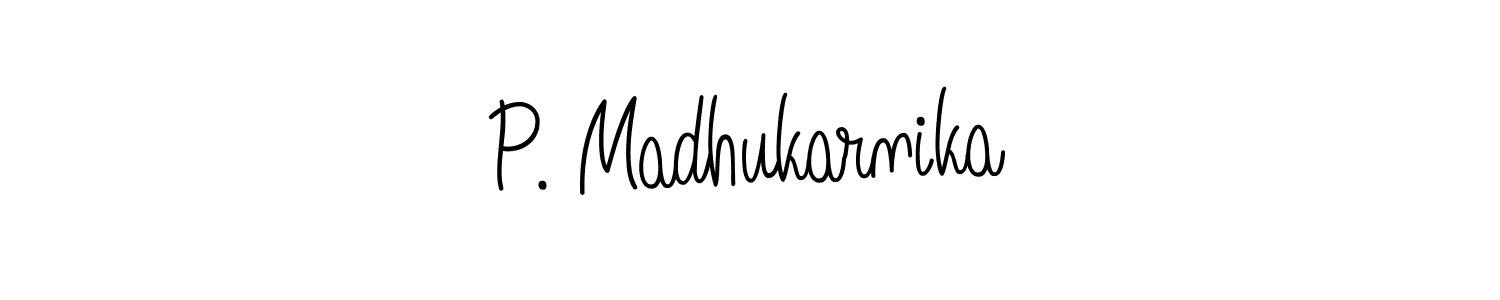 Use a signature maker to create a handwritten signature online. With this signature software, you can design (Angelique-Rose-font-FFP) your own signature for name P. Madhukarnika. P. Madhukarnika signature style 5 images and pictures png