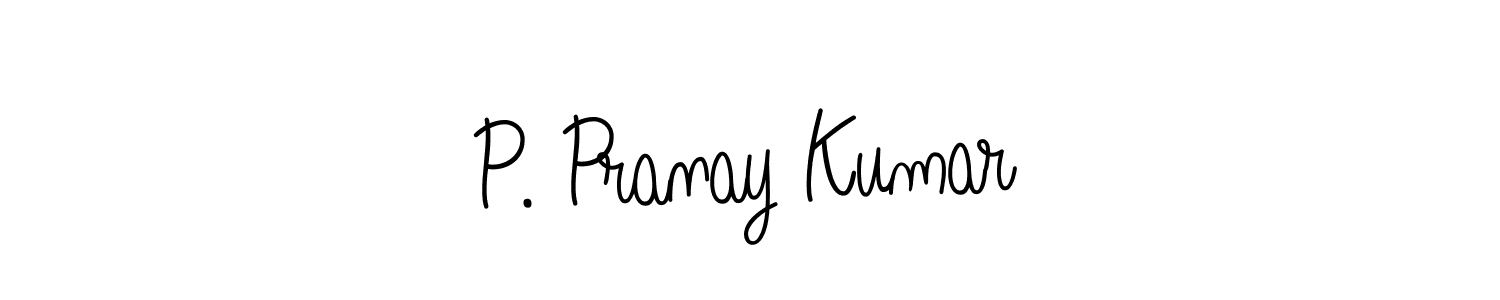 The best way (Angelique-Rose-font-FFP) to make a short signature is to pick only two or three words in your name. The name P. Pranay Kumar include a total of six letters. For converting this name. P. Pranay Kumar signature style 5 images and pictures png