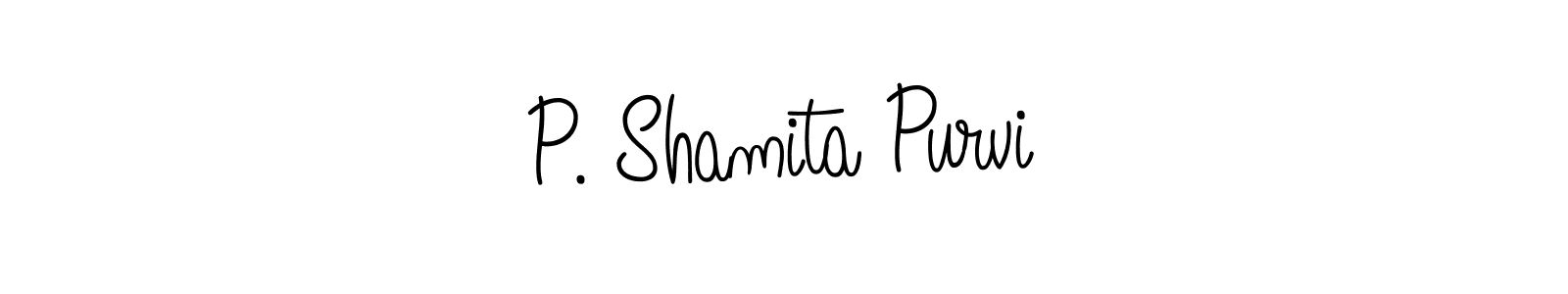 Use a signature maker to create a handwritten signature online. With this signature software, you can design (Angelique-Rose-font-FFP) your own signature for name P. Shamita Purvi. P. Shamita Purvi signature style 5 images and pictures png