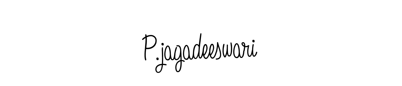 The best way (Angelique-Rose-font-FFP) to make a short signature is to pick only two or three words in your name. The name P.jagadeeswari include a total of six letters. For converting this name. P.jagadeeswari signature style 5 images and pictures png