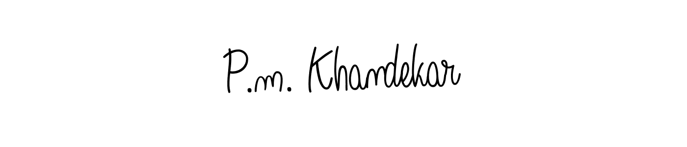 Make a beautiful signature design for name P.m. Khandekar. With this signature (Angelique-Rose-font-FFP) style, you can create a handwritten signature for free. P.m. Khandekar signature style 5 images and pictures png
