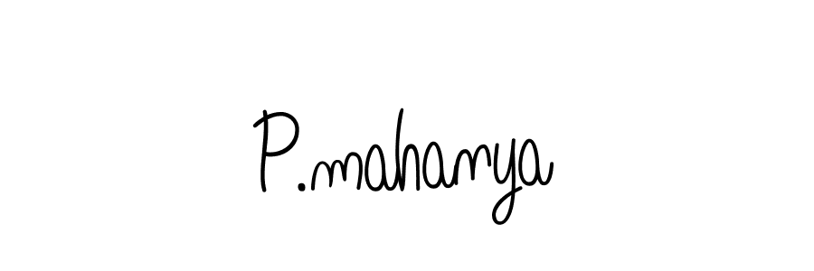 Use a signature maker to create a handwritten signature online. With this signature software, you can design (Angelique-Rose-font-FFP) your own signature for name P.mahanya. P.mahanya signature style 5 images and pictures png