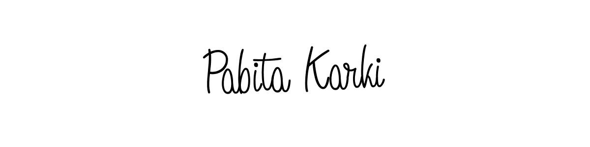 Pabita Karki stylish signature style. Best Handwritten Sign (Angelique-Rose-font-FFP) for my name. Handwritten Signature Collection Ideas for my name Pabita Karki. Pabita Karki signature style 5 images and pictures png