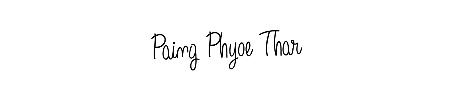 Use a signature maker to create a handwritten signature online. With this signature software, you can design (Angelique-Rose-font-FFP) your own signature for name Paing Phyoe Thar. Paing Phyoe Thar signature style 5 images and pictures png