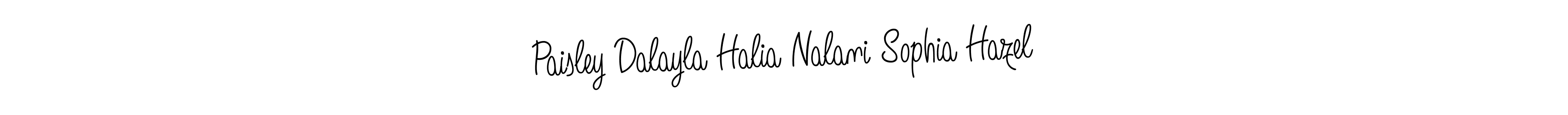 Use a signature maker to create a handwritten signature online. With this signature software, you can design (Angelique-Rose-font-FFP) your own signature for name Paisley Dalayla Halia Nalani Sophia Hazel. Paisley Dalayla Halia Nalani Sophia Hazel signature style 5 images and pictures png