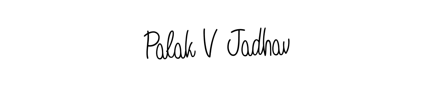 The best way (Angelique-Rose-font-FFP) to make a short signature is to pick only two or three words in your name. The name Palak V Jadhav include a total of six letters. For converting this name. Palak V Jadhav signature style 5 images and pictures png