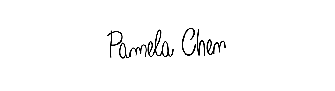 You should practise on your own different ways (Angelique-Rose-font-FFP) to write your name (Pamela Chen) in signature. don't let someone else do it for you. Pamela Chen signature style 5 images and pictures png
