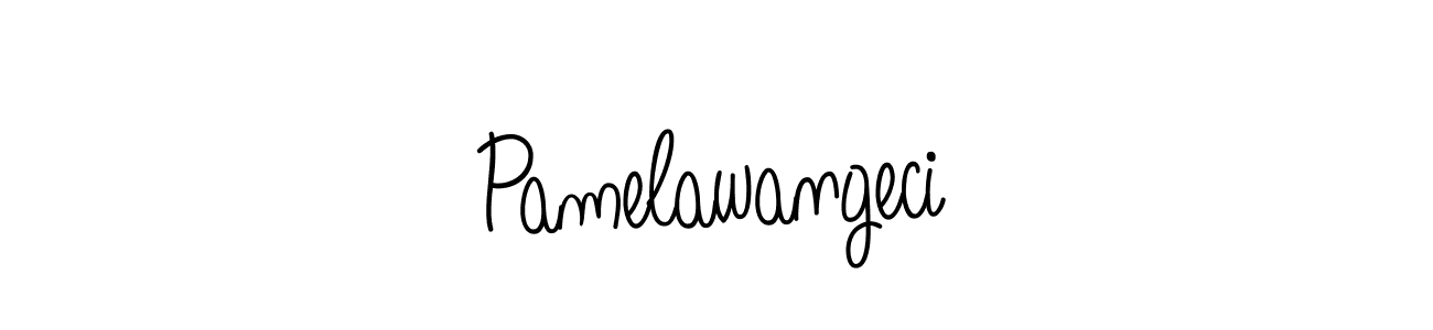 You should practise on your own different ways (Angelique-Rose-font-FFP) to write your name (Pamelawangeci) in signature. don't let someone else do it for you. Pamelawangeci signature style 5 images and pictures png