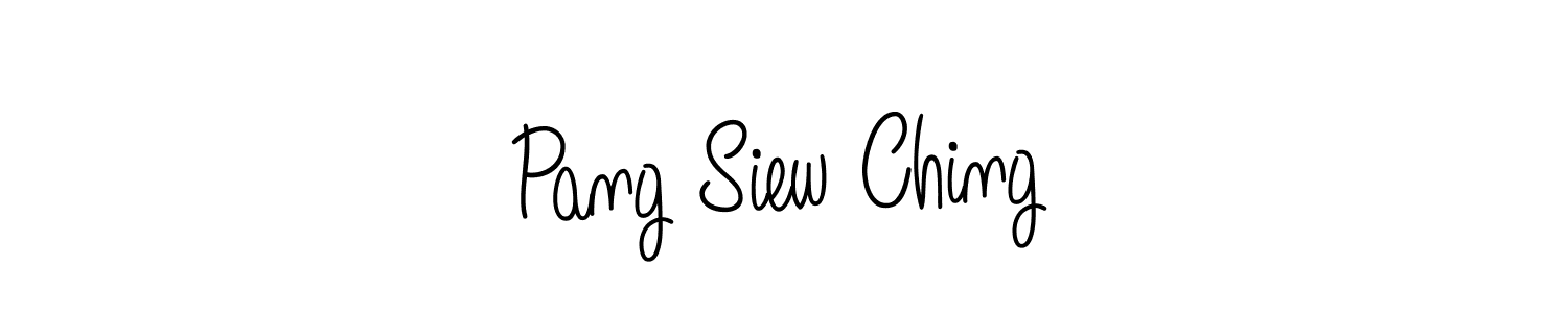 The best way (Angelique-Rose-font-FFP) to make a short signature is to pick only two or three words in your name. The name Pang Siew Ching include a total of six letters. For converting this name. Pang Siew Ching signature style 5 images and pictures png