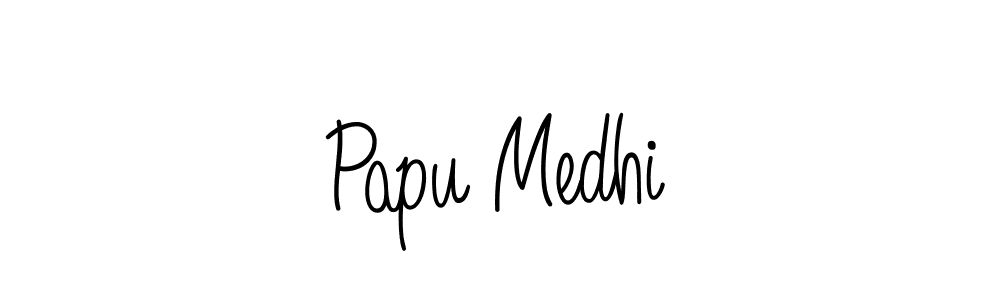 The best way (Angelique-Rose-font-FFP) to make a short signature is to pick only two or three words in your name. The name Papu Medhi include a total of six letters. For converting this name. Papu Medhi signature style 5 images and pictures png