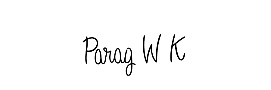 Use a signature maker to create a handwritten signature online. With this signature software, you can design (Angelique-Rose-font-FFP) your own signature for name Parag W K. Parag W K signature style 5 images and pictures png