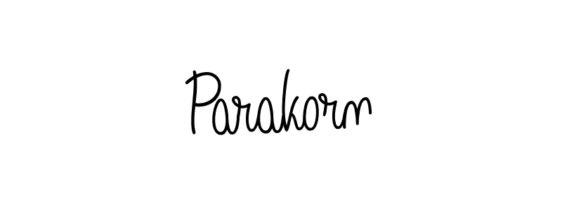 Make a beautiful signature design for name Parakorn. With this signature (Angelique-Rose-font-FFP) style, you can create a handwritten signature for free. Parakorn signature style 5 images and pictures png