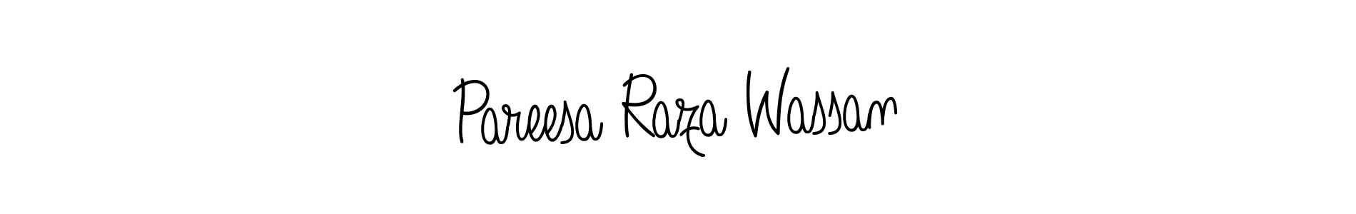 You should practise on your own different ways (Angelique-Rose-font-FFP) to write your name (Pareesa Raza Wassan) in signature. don't let someone else do it for you. Pareesa Raza Wassan signature style 5 images and pictures png