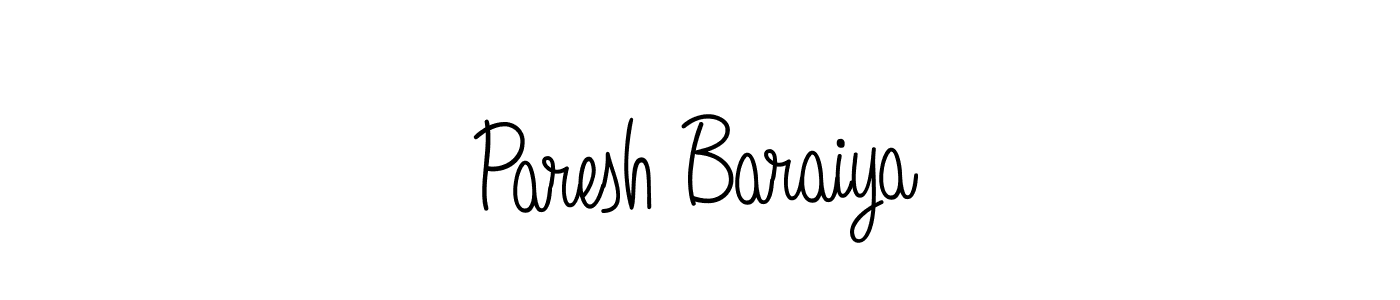 Use a signature maker to create a handwritten signature online. With this signature software, you can design (Angelique-Rose-font-FFP) your own signature for name Paresh Baraiya. Paresh Baraiya signature style 5 images and pictures png