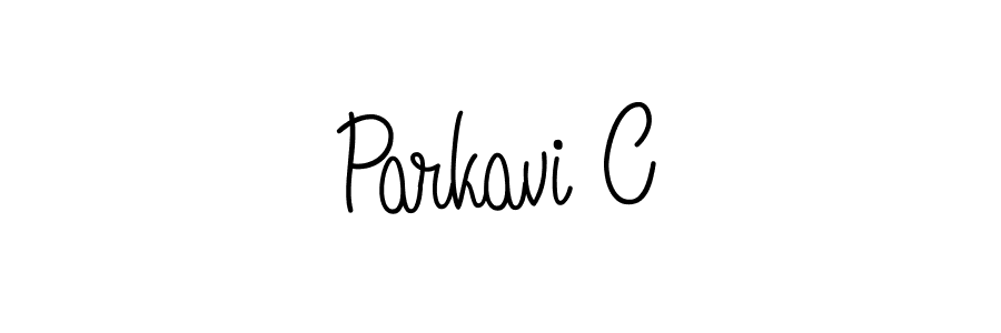 Use a signature maker to create a handwritten signature online. With this signature software, you can design (Angelique-Rose-font-FFP) your own signature for name Parkavi C. Parkavi C signature style 5 images and pictures png