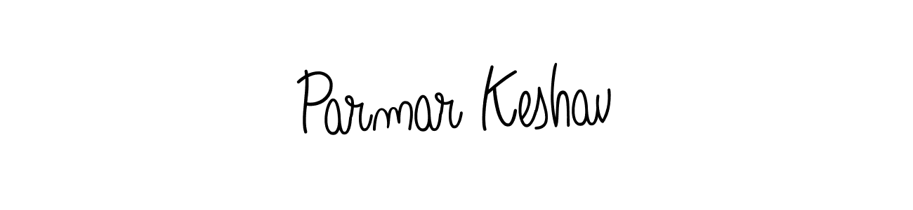 The best way (Angelique-Rose-font-FFP) to make a short signature is to pick only two or three words in your name. The name Parmar Keshav include a total of six letters. For converting this name. Parmar Keshav signature style 5 images and pictures png