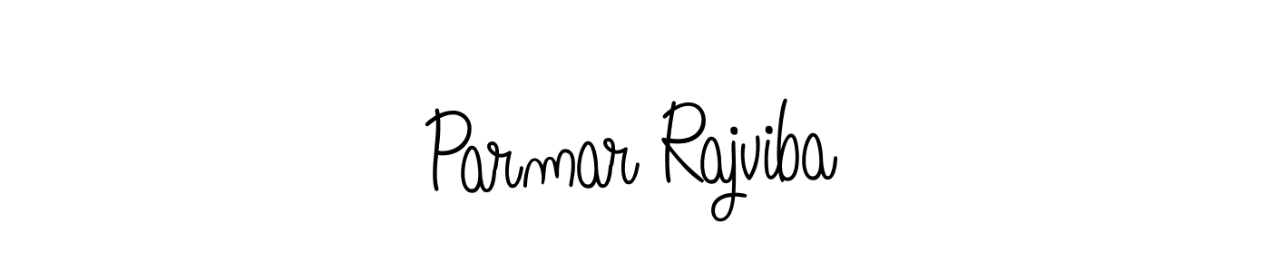 How to make Parmar Rajviba name signature. Use Angelique-Rose-font-FFP style for creating short signs online. This is the latest handwritten sign. Parmar Rajviba signature style 5 images and pictures png