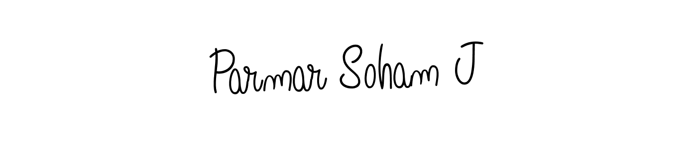 You should practise on your own different ways (Angelique-Rose-font-FFP) to write your name (Parmar Soham J) in signature. don't let someone else do it for you. Parmar Soham J signature style 5 images and pictures png