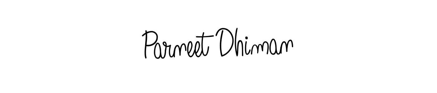 How to make Parneet Dhiman name signature. Use Angelique-Rose-font-FFP style for creating short signs online. This is the latest handwritten sign. Parneet Dhiman signature style 5 images and pictures png
