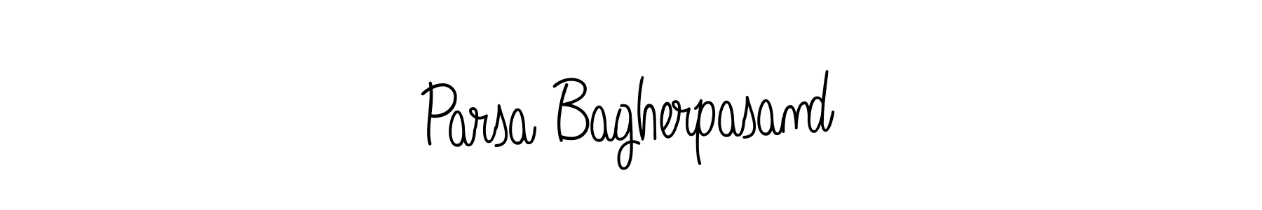 You should practise on your own different ways (Angelique-Rose-font-FFP) to write your name (Parsa Bagherpasand) in signature. don't let someone else do it for you. Parsa Bagherpasand signature style 5 images and pictures png