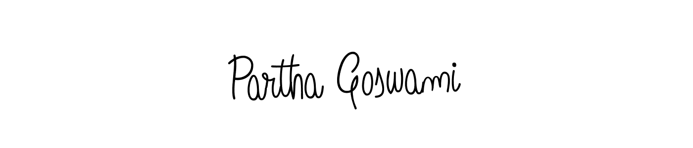 How to make Partha Goswami name signature. Use Angelique-Rose-font-FFP style for creating short signs online. This is the latest handwritten sign. Partha Goswami signature style 5 images and pictures png