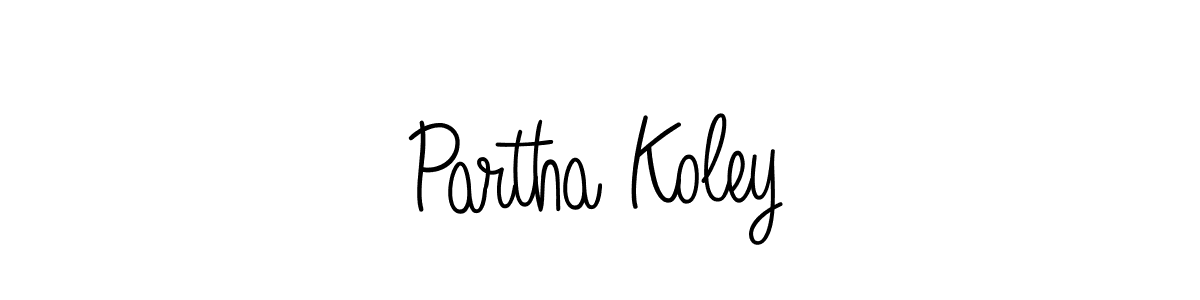 Use a signature maker to create a handwritten signature online. With this signature software, you can design (Angelique-Rose-font-FFP) your own signature for name Partha Koley. Partha Koley signature style 5 images and pictures png