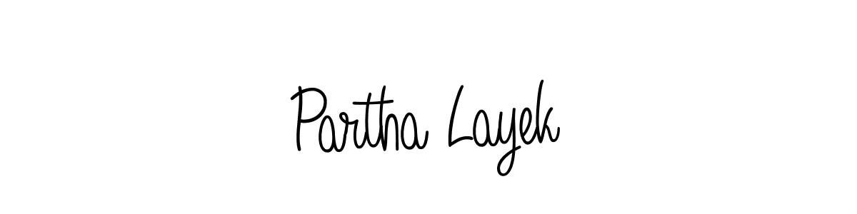 Make a beautiful signature design for name Partha Layek. With this signature (Angelique-Rose-font-FFP) style, you can create a handwritten signature for free. Partha Layek signature style 5 images and pictures png