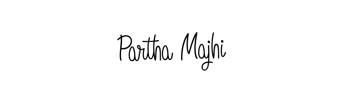 You should practise on your own different ways (Angelique-Rose-font-FFP) to write your name (Partha Majhi) in signature. don't let someone else do it for you. Partha Majhi signature style 5 images and pictures png