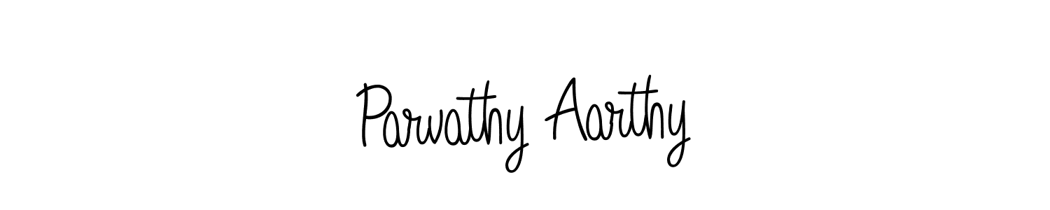 How to make Parvathy Aarthy name signature. Use Angelique-Rose-font-FFP style for creating short signs online. This is the latest handwritten sign. Parvathy Aarthy signature style 5 images and pictures png