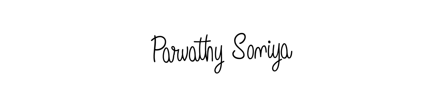 You should practise on your own different ways (Angelique-Rose-font-FFP) to write your name (Parvathy Soniya) in signature. don't let someone else do it for you. Parvathy Soniya signature style 5 images and pictures png