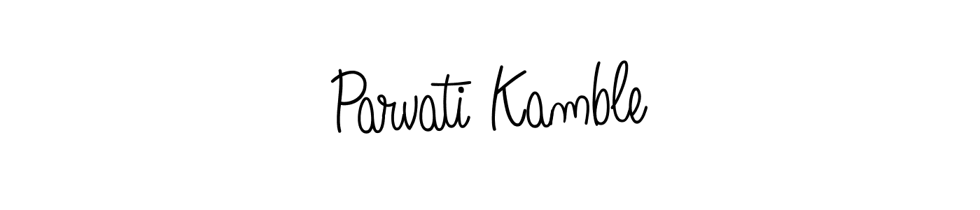 The best way (Angelique-Rose-font-FFP) to make a short signature is to pick only two or three words in your name. The name Parvati Kamble include a total of six letters. For converting this name. Parvati Kamble signature style 5 images and pictures png
