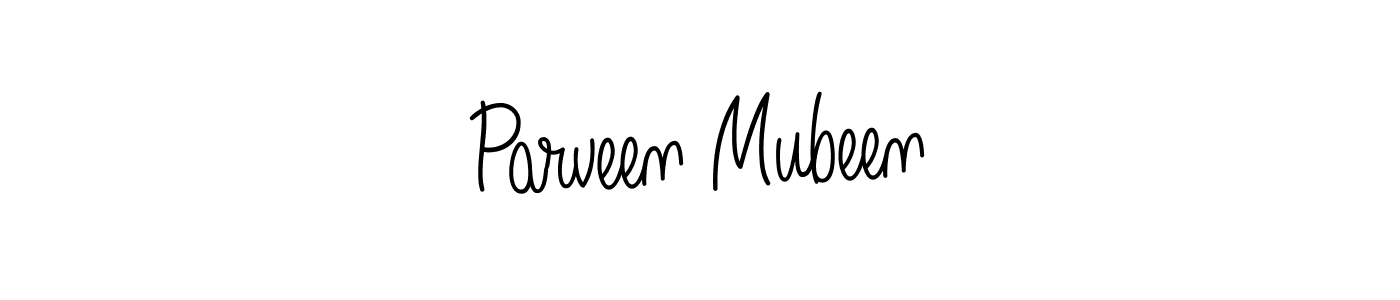 How to make Parveen Mubeen name signature. Use Angelique-Rose-font-FFP style for creating short signs online. This is the latest handwritten sign. Parveen Mubeen signature style 5 images and pictures png