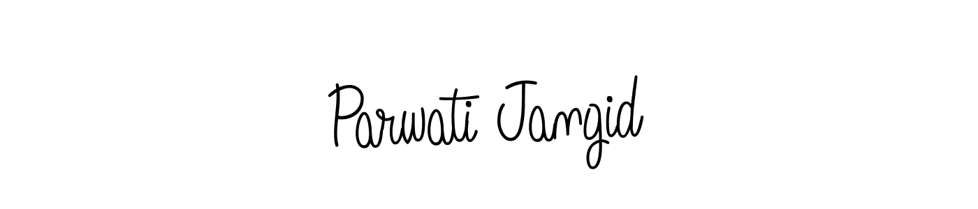 You should practise on your own different ways (Angelique-Rose-font-FFP) to write your name (Parwati Jangid) in signature. don't let someone else do it for you. Parwati Jangid signature style 5 images and pictures png