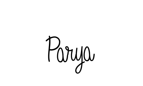 Use a signature maker to create a handwritten signature online. With this signature software, you can design (Angelique-Rose-font-FFP) your own signature for name Parya. Parya signature style 5 images and pictures png