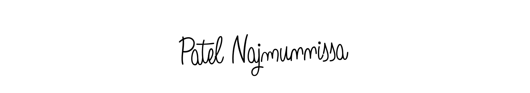 Make a beautiful signature design for name Patel Najmunnissa. With this signature (Angelique-Rose-font-FFP) style, you can create a handwritten signature for free. Patel Najmunnissa signature style 5 images and pictures png