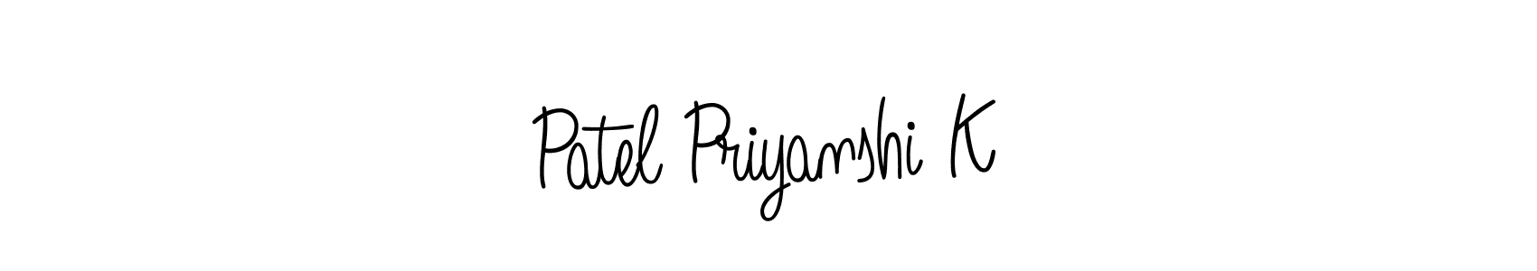 if you are searching for the best signature style for your name Patel Priyanshi K. so please give up your signature search. here we have designed multiple signature styles  using Angelique-Rose-font-FFP. Patel Priyanshi K signature style 5 images and pictures png