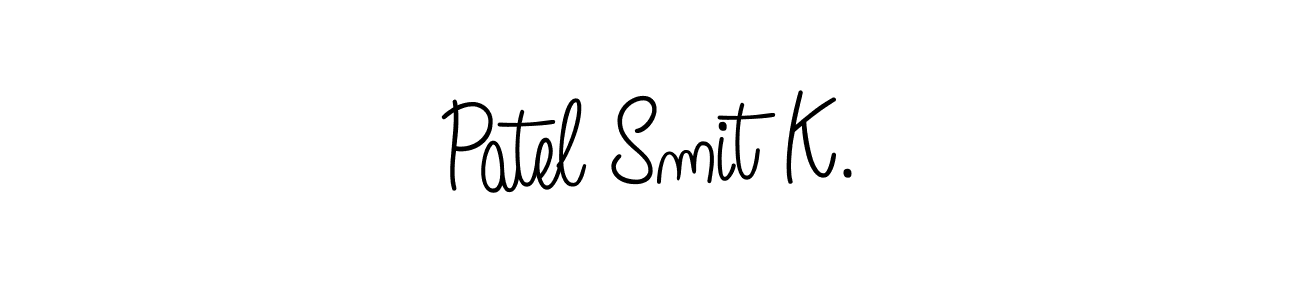 How to make Patel Smit K. name signature. Use Angelique-Rose-font-FFP style for creating short signs online. This is the latest handwritten sign. Patel Smit K. signature style 5 images and pictures png