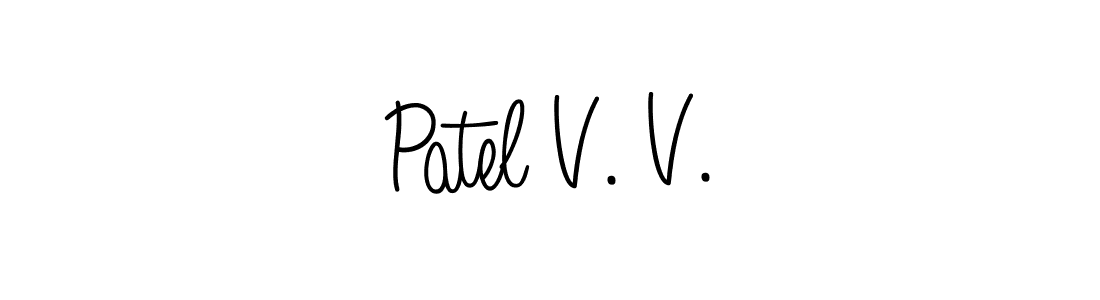 Use a signature maker to create a handwritten signature online. With this signature software, you can design (Angelique-Rose-font-FFP) your own signature for name Patel V. V.. Patel V. V. signature style 5 images and pictures png