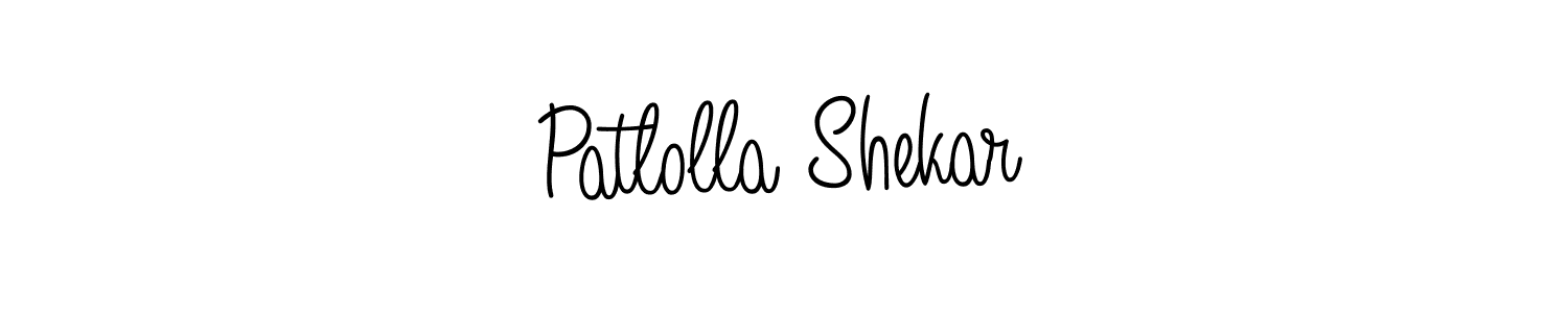 You should practise on your own different ways (Angelique-Rose-font-FFP) to write your name (Patlolla Shekar) in signature. don't let someone else do it for you. Patlolla Shekar signature style 5 images and pictures png