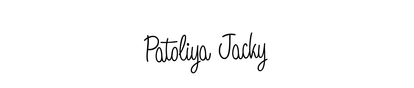 Patoliya Jacky stylish signature style. Best Handwritten Sign (Angelique-Rose-font-FFP) for my name. Handwritten Signature Collection Ideas for my name Patoliya Jacky. Patoliya Jacky signature style 5 images and pictures png