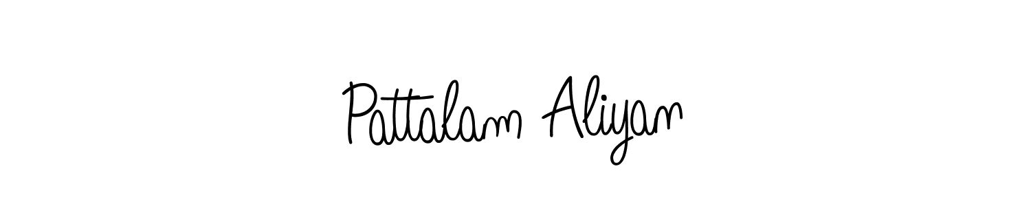 How to make Pattalam Aliyan name signature. Use Angelique-Rose-font-FFP style for creating short signs online. This is the latest handwritten sign. Pattalam Aliyan signature style 5 images and pictures png
