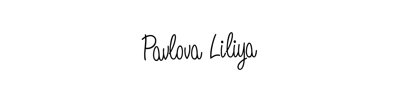 How to make Pavlova Liliya name signature. Use Angelique-Rose-font-FFP style for creating short signs online. This is the latest handwritten sign. Pavlova Liliya signature style 5 images and pictures png