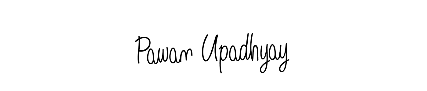The best way (Angelique-Rose-font-FFP) to make a short signature is to pick only two or three words in your name. The name Pawan Upadhyay include a total of six letters. For converting this name. Pawan Upadhyay signature style 5 images and pictures png
