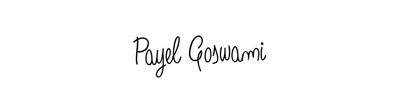 You should practise on your own different ways (Angelique-Rose-font-FFP) to write your name (Payel Goswami) in signature. don't let someone else do it for you. Payel Goswami signature style 5 images and pictures png