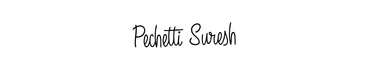You should practise on your own different ways (Angelique-Rose-font-FFP) to write your name (Pechetti Suresh) in signature. don't let someone else do it for you. Pechetti Suresh signature style 5 images and pictures png