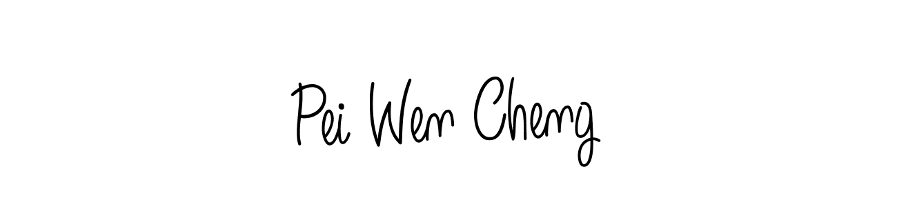 You should practise on your own different ways (Angelique-Rose-font-FFP) to write your name (Pei Wen Cheng) in signature. don't let someone else do it for you. Pei Wen Cheng signature style 5 images and pictures png