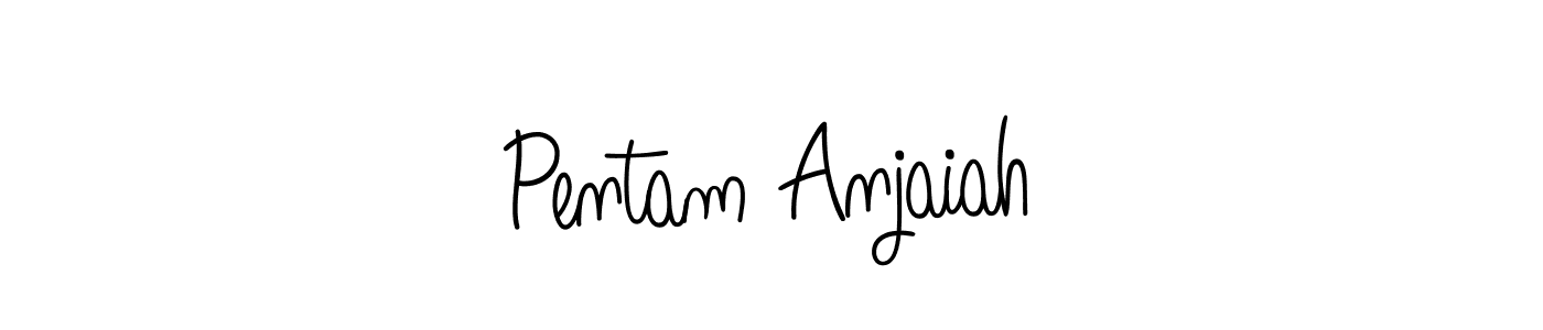 How to make Pentam Anjaiah name signature. Use Angelique-Rose-font-FFP style for creating short signs online. This is the latest handwritten sign. Pentam Anjaiah signature style 5 images and pictures png